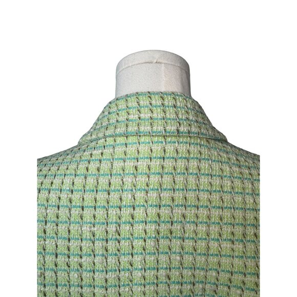 ZARA XS Light Green Tweed Cropped Jacket Notched Collar Summer Weight - Picture 6 of 15